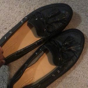 Coach loafer leather black shoes! Size 6/6.5